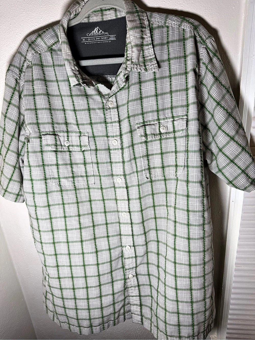 Croft & Barrow Quick-Dry Plaid Button-Down Shirt Short Sleeve XL Sporty